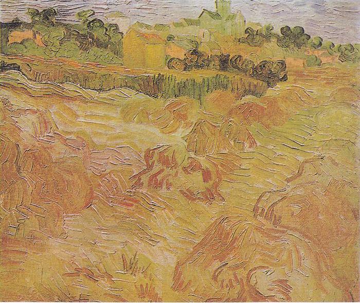 Wheat fields with View of Auvers, Vincent Van Gogh